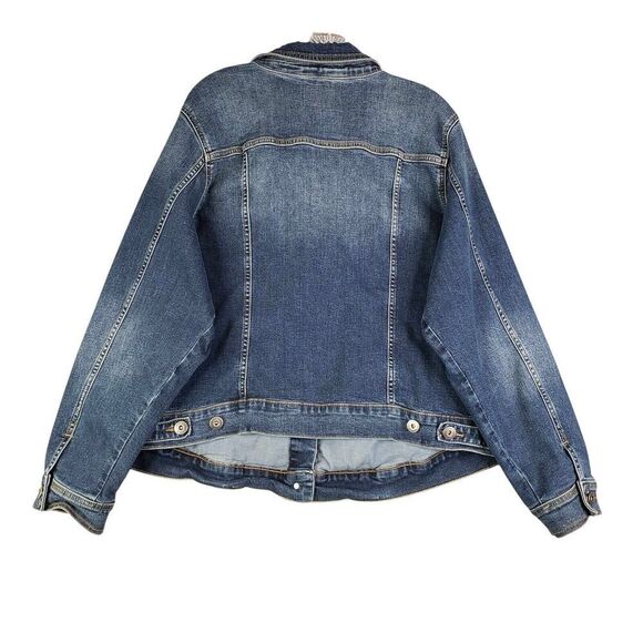 Torrid Denim Jacket Womens 3 3X Trucker Stretch Button Front Casual Blue - Picture 3 of 11